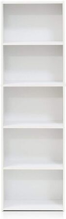 Відкрита книжкова шафа Furinno з n, дерево, білий/рожевий, 49,5x23,9 x 105,9 см (5 відділень, білий)