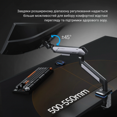 Настільне кріплення для монітора Anda Seat Stealth Pro II RGB 17’’-42’’ Titanium