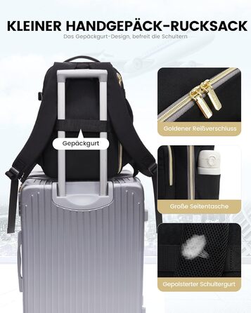 Рюкзак LOVEVOOK для ручної поклажі Ryanair (40x20x25 см), для ноутбука 13.3 дюйма, чорний, підходить для Eurowings, Wizz Air