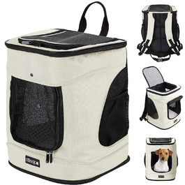 Рюкзак cadoca для домашніх тварин з регульованими ременями вагою до 12 кг складна сумка для перенесення на короткому повідку для домашніх тварин рюкзак для кішок і собак бежевого кольору