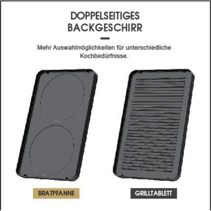 Електричний гриль-рателі Muchen на 8 осіб з антипригарним покриттям, регулюванням температури та 8 сковородами для рателі