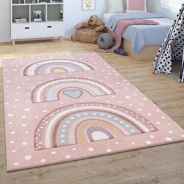 Дитячий килимок Heart Points Pink Cream Grey, 80x150 см (120 см Круглий)