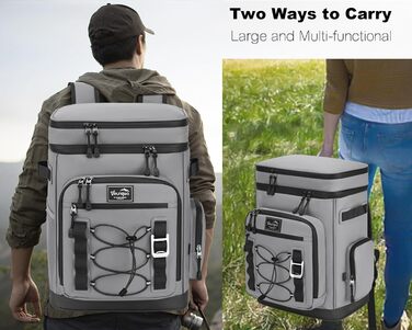 Рюкзак-холодильник 30L, водовідштовхуючий, для пікніків, пляжу, кемпінгу, відпочинку на природі (зелений/сірий)