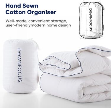 Ковдра постільна 135x200 см, 100% бавовна, з наповнювачем з пуху та пера, Oeko-Tex, RDS, для всієї родини