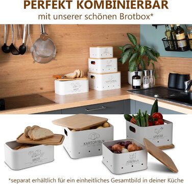 Коробки для зберігання картоплі MNKsolution (3 шт) з кришкою - для картоплі, овочів, цибулі, часнику - органайзер для кухні, контейнери для продуктів (білий)