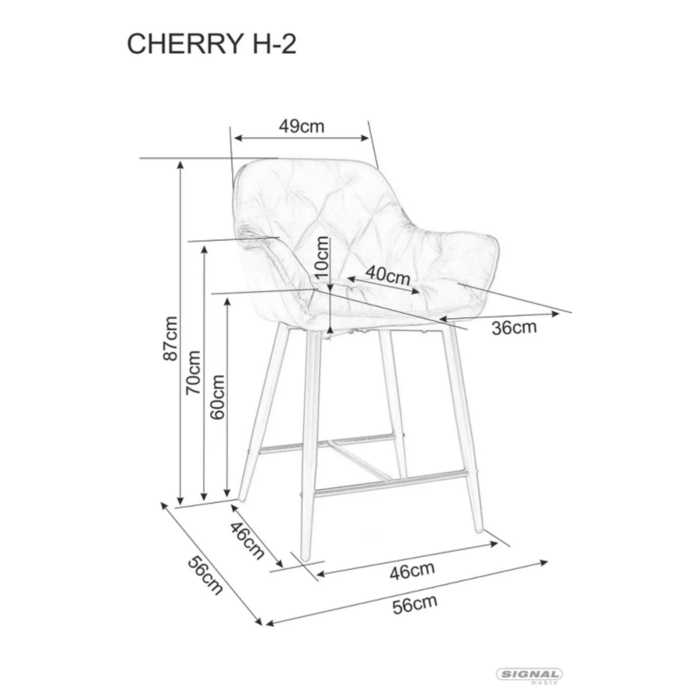 Барний стілець CHERRY H-2 VELVET чорний каркас/беж BL.28