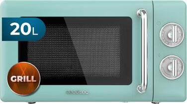 Мікрохвильова піч Cecotec Proclean 3110 Retro Green: механічна, 700 Вт, 6 рівнів, таймер до 30 хв, розморожування, зелений колір, ретро-дизайн