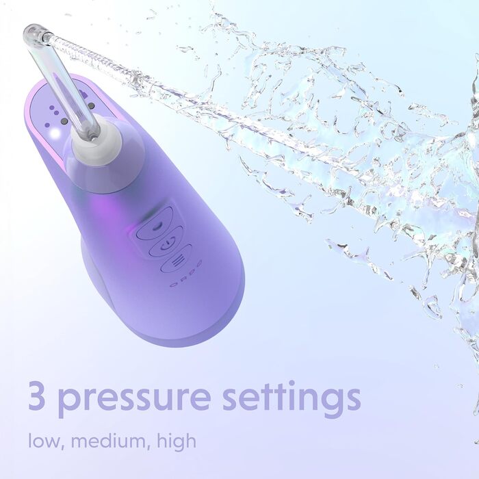 Іригатор Ordo Munddusche: бездротовий, 3 режими, портативний, водонепроникний (IPX7), рекомендований стоматологами, колір Perlviolett