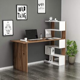 Комп'ютерний стіл сучасного дизайну (White/Avola) (Горіх / Білий)