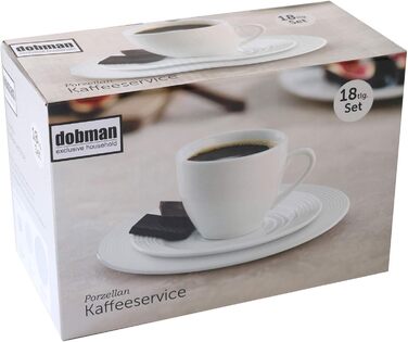 Порцеляновий кавовий сервіс білий 18-ти частинний, набір посуду для 6 осіб