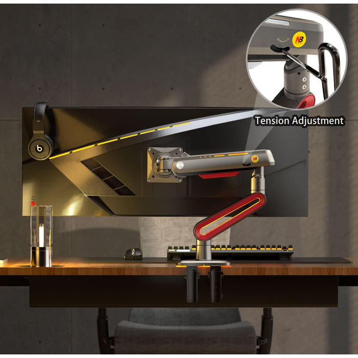 Кріплення для монітора NB Ergonomic RGB, 32-60 дюймів, для широких моніторів, до 20 кг, VESA 75/100 мм (червоний)