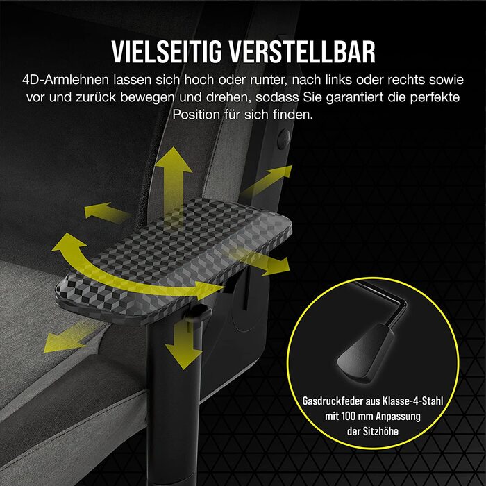 Ігрове крісло Corsair T3 RUSH Fabric (2023) – комфорт та стиль, натхненний автоспортом, тканинне покриття, підголовник та поперекова підтримка з пам'яті форми, антрацит