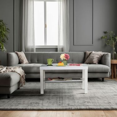 Relaxdays журнальний столик з двома полицями, білий