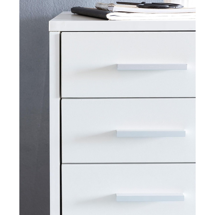 Роликовий контейнер FineBuy білий, 33 x 63 x 38 см, з 5 висувними ящиками. Шафа для офісу, письмовий стіл, домашній офіс