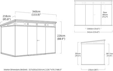 Садовий будинок Keter Artisan Gerätehaus 214x218x226 см, 8.3 м³ – вуличний, з підлогою, двостулковими дверями та вікнами, сірий