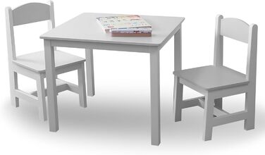 Дитячий стіл та 2 стільці - комплект меблів для дитячої кімнати, 60x50x50 см (білий/білий)