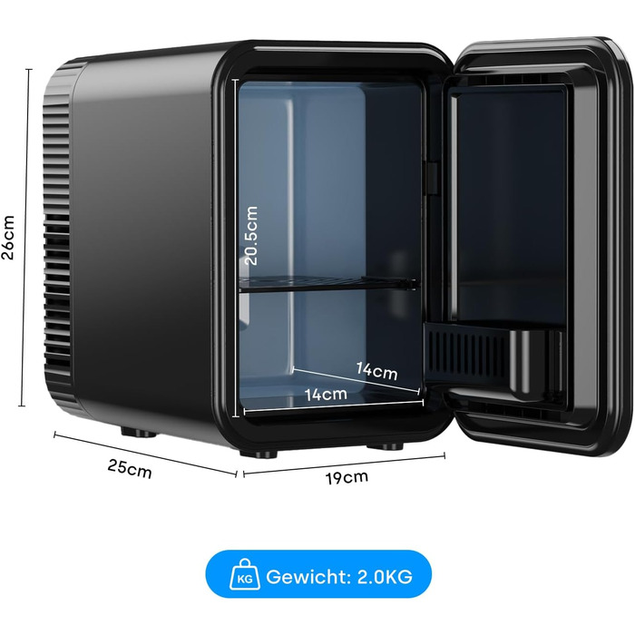 Mini холодильник Enventor 10L: портативний, з подвійним охолодженням, 12V/220V, для авто, спальні, офісу, чорний