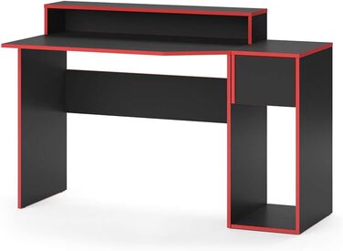 Ігровий стіл Vicco Kron, червоний/чорний, 130 x 60 см з тумбою