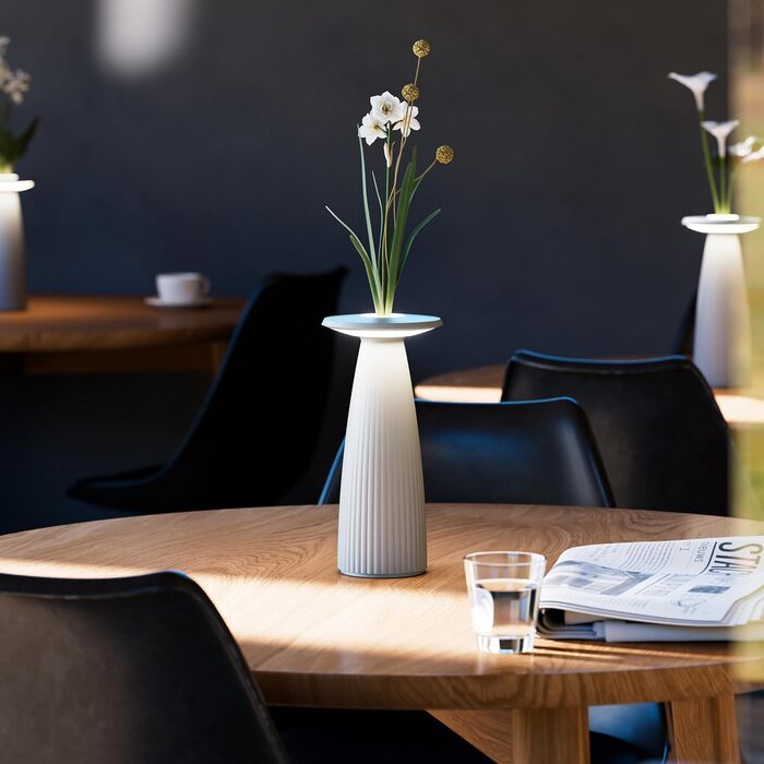 LED лампа SIGOR Nuflair на акумуляторі з вазою для квітів, IP54, 24 см, 12 годин роботи, сірий колір