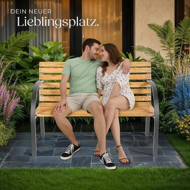 Тектейк® Двомісна садова лавка 'Міхаела' з дерева, вологостійка, в стилі кантрі, 119,5 x 62 x 83 см