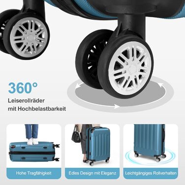 Набір валіз LEADZM 3 шт. з захистом кутів, ABS, телескопічний ручка, ручна поклажа (темно-синій)