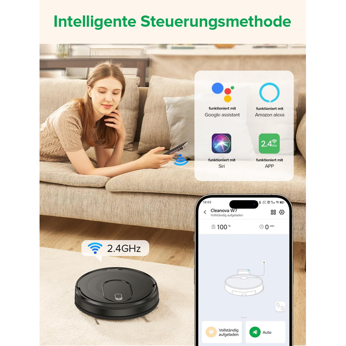 Робот-пилосос Vexilar W7 з функцією миття підлоги, 5000Pa, LiDAR навігація, тихий (50 dB), 150 хвилин роботи, 15 зон заборони, 5 карт, керування зі смартфона та пульта