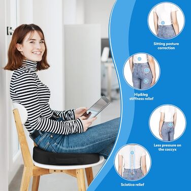 Подушка для сидіння CushZone для офісного крісла, автокрісла, з Memory Foam для полегшення болю в куприку (чорна)