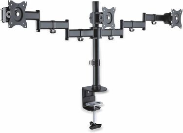 Кріплення для монітора PureMounts для 3 моніторів, 17-32 дюйми, до 8 кг, VESA 75/100, 360° обертання, регулювання висоти та нахилу, чорний