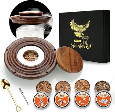 Набір для копчення коктейлів: 4 дерев'яні стружки, аксесуар для віскі, коктейлів, кави, бурбона, м'яса. Подарунок для чоловіків