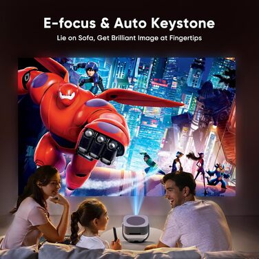 Міні-проектор Beamer 4K 1080P з Wi-Fi/BT, електронним фокусом/автоматичною корекцією трапецеїдальних спотворень, 50% зумом, 270° обертанням для домашнього кінотеатру/відпочинку на природі, сумісний з ноутбуком/смартфоном/мишею