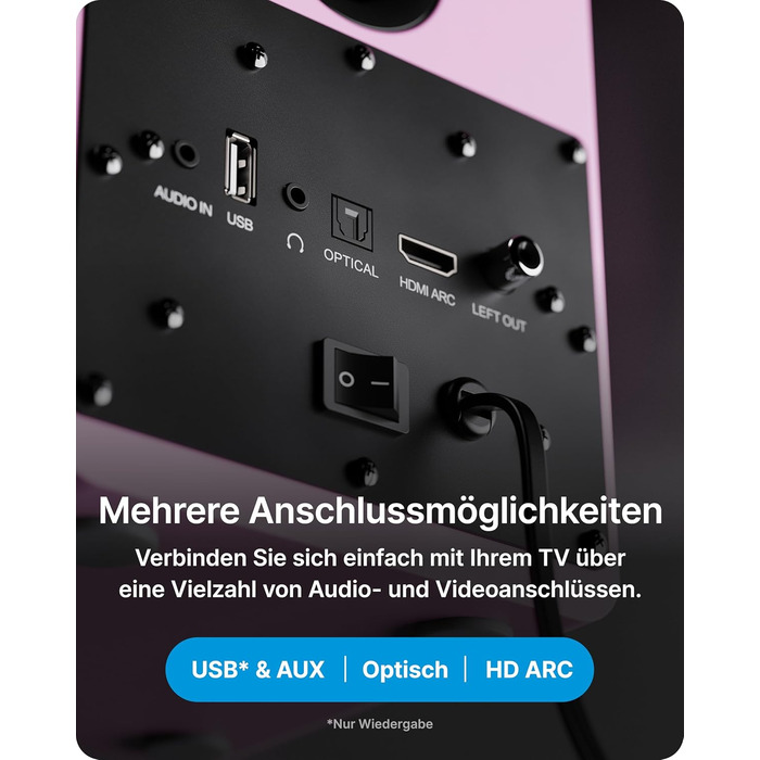 Активні Hi-Fi колонки Majority D50X 2.0, 60 Вт, Bluetooth 5.3, HDMI ARC, AUX, вуглецевий диффузор, для ПК та студії (Рожеві)