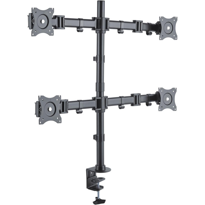 Кріплення для монітора PureMounts для 4 моніторів, 17-32 дюйми, до 8 кг, VESA 75/100, 360° оберт, регулювання висоти та нахилу, чорний