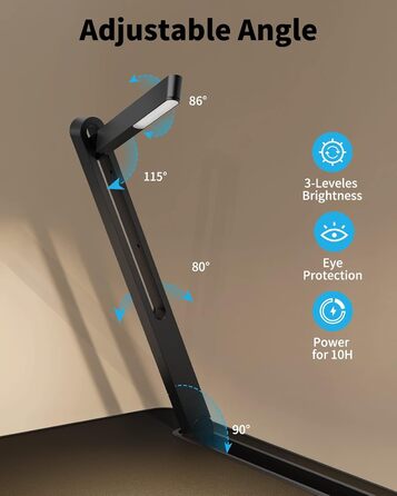 Стіл для ліжка SAIJI з LED-лампою, регульований по висоті та куту, з підставкою для книг, шухлядкою, стопером для ноутбука, слотом для планшета, санчатими ніжками