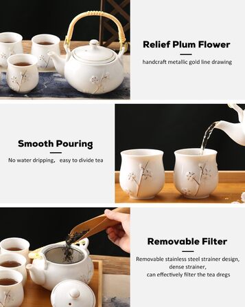 Японський чайний сервіз DUJUST з порцеляни, унікальний китайський чайний сервіз, колір білий