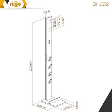 Підставка для пилососа RICOO SH002 для Dyson V6-V15, висота 1280 мм, Чорна