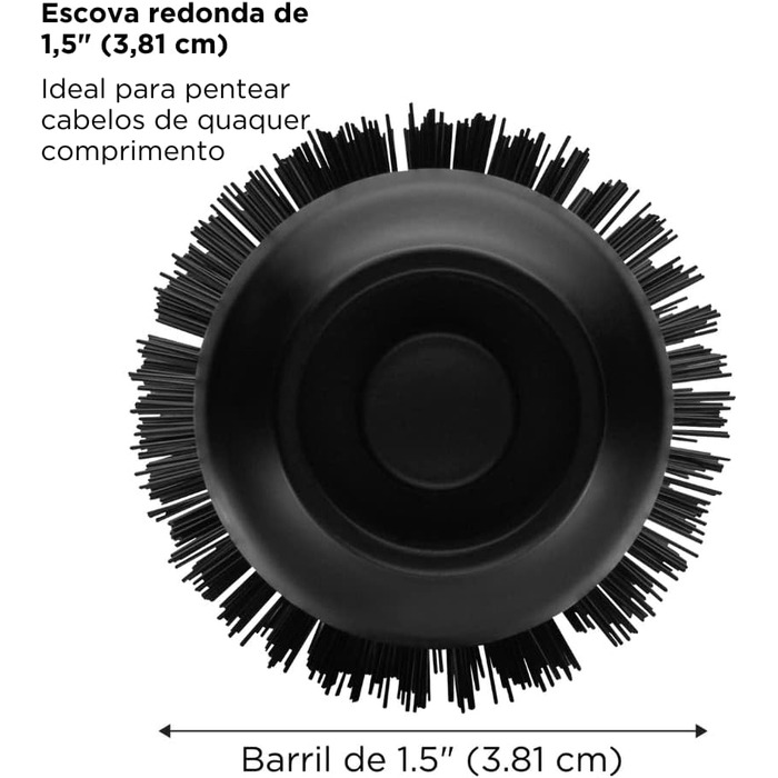 Одноступінчаста сушарка для підсилювачів коренів і стайлер, 3.8 см, Чорний / Рожевий 1.0 Круглий, Чорний