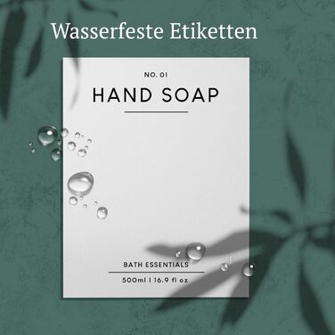 MONOKO Набір з 4 дозатори для мила, миючого засобу, шампуню та гелю для душу (500 мл) з нержавіючою помпою та наліпками, коричневий