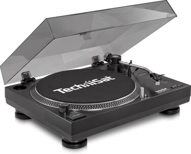 Програвач вінілу TechniSat TECHNIPLAYER LP 200 з USB, автоматичний, 33/45 об/хв, алюмінієвий диск, цифровізація, чорний, прямий привід
