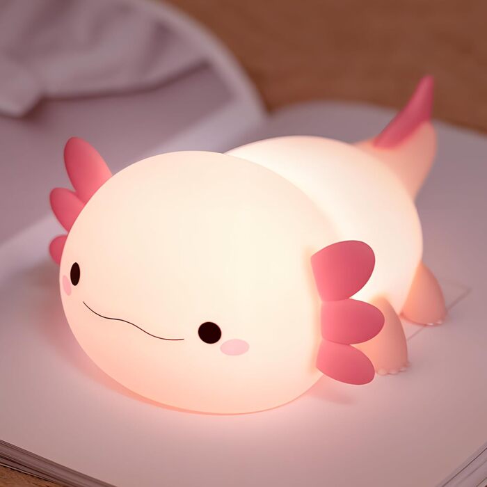 Нічник Axolotl, Подарунки для дітей, Сенсорне управління, Портативний, Акумуляторний, з регулюванням яскравості