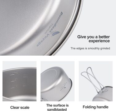 Набір посуду iBasingo Titan для кемпінгу та подорожей (1000мл казанок + 500мл миска) з розкладним ручками, кухонні аксесуари для піших прогулянок, трекінгу та подорожей Ti2042C