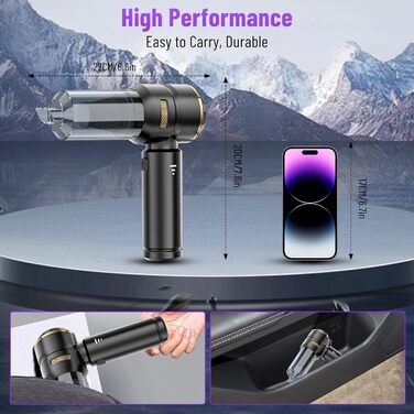 Акумуляторний ручний пилосос 4 в 1 для авто та дому, безщітковий мотор 22000Па, потужність 6000 мАг, портативний електричний обдуватель для прибирання шерсті та пилу, чорно-золотий