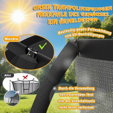 Батут Devoko вуличний Ø488 см з сіткою та драбиною, чорний - великий дитячий батут для саду з сертифікатом GS