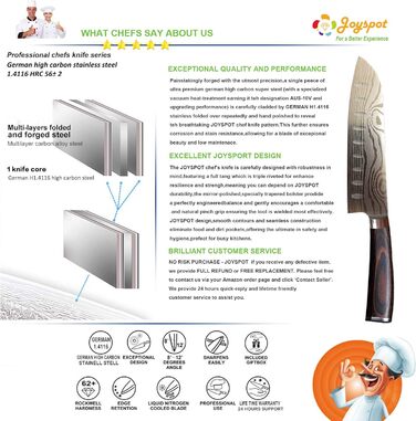 Японський ніж Joyspot Santoku, 18 см, професійний, з нержавіючої сталі, ергономічна ручка, для кухні