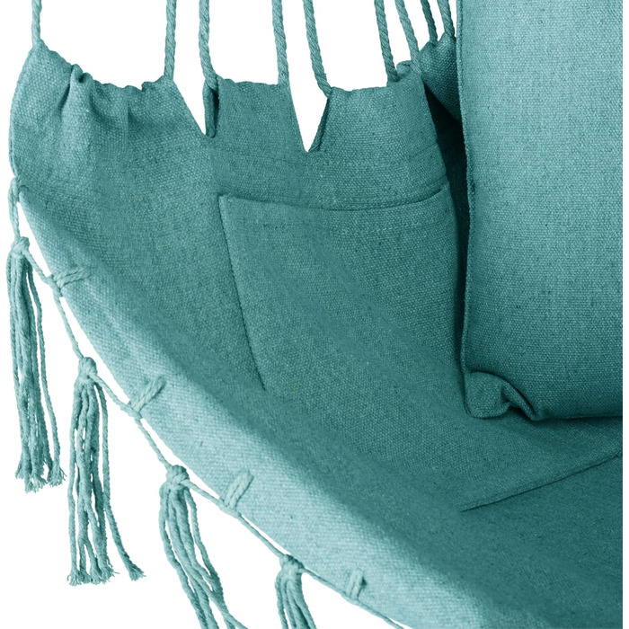 Підвісне крісло-гойдалка з подушкою 100x130x75 см, до 150 кг, для саду та дому, бохо стиль (Турквіс)