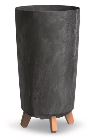Плантатор BirnePower Gracia Slim 44,5 см – Сучасний горщик з ніжками, бетонна текстура, стійкий до УФ та погодних умов, елегантний кашпо для балкона, саду, інтер'єру – Антрацит, висота 44,5 см