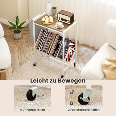 Регулятор для платівок COSTWAY з полицями для платівок та журналів, білий