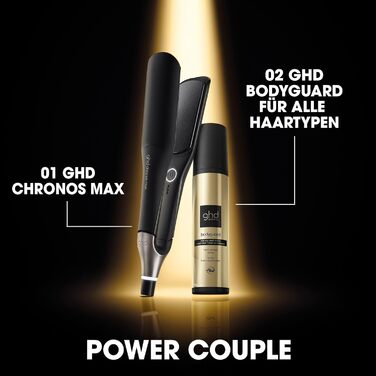 Випрямляч для волосся ghd Chronos Max з широкими пластинами, чорний колір - швидке укладання, блиск, менше пуху, 24 години фіксації, без пошкодження волосся, ідеально для густого та кучерявого волосся
