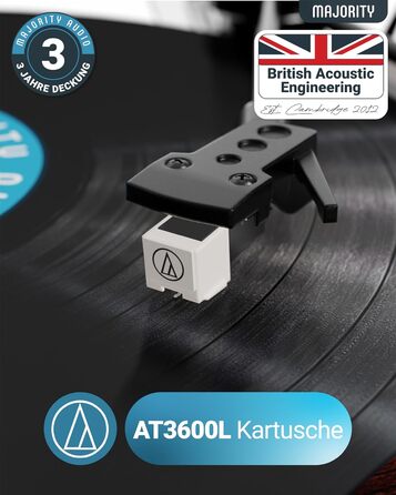 Вініловий програвач Majority Moto з Bluetooth, динаміком, USB-записом, касетою, адаптером 45 RPM та фетровим килимком