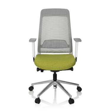 Офісне крісло / поворотне крісло CHIARO T2 WHITE сітка / тканина сіра / зелена hjh OFFICE