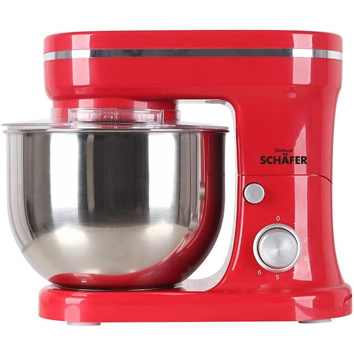 Кухонна машина Schäfer 1200 Вт з міксером та для замісу тіста, червона